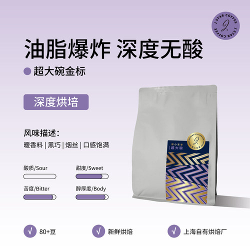 金标拼配咖啡豆油脂厚重