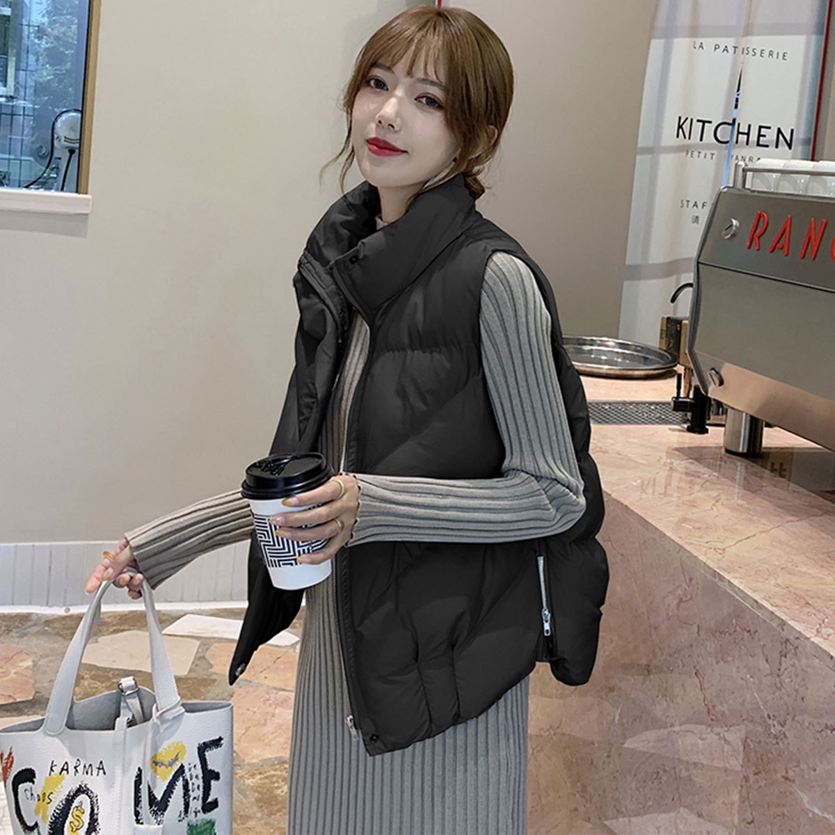 羽绒棉马甲女秋冬2025新款韩版网红时尚百搭马夹棉衣外套立领外穿