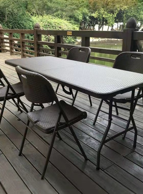 ft折叠桌餐桌收纳省空间4人6人长方形简约免安装阳台户外便携式桌