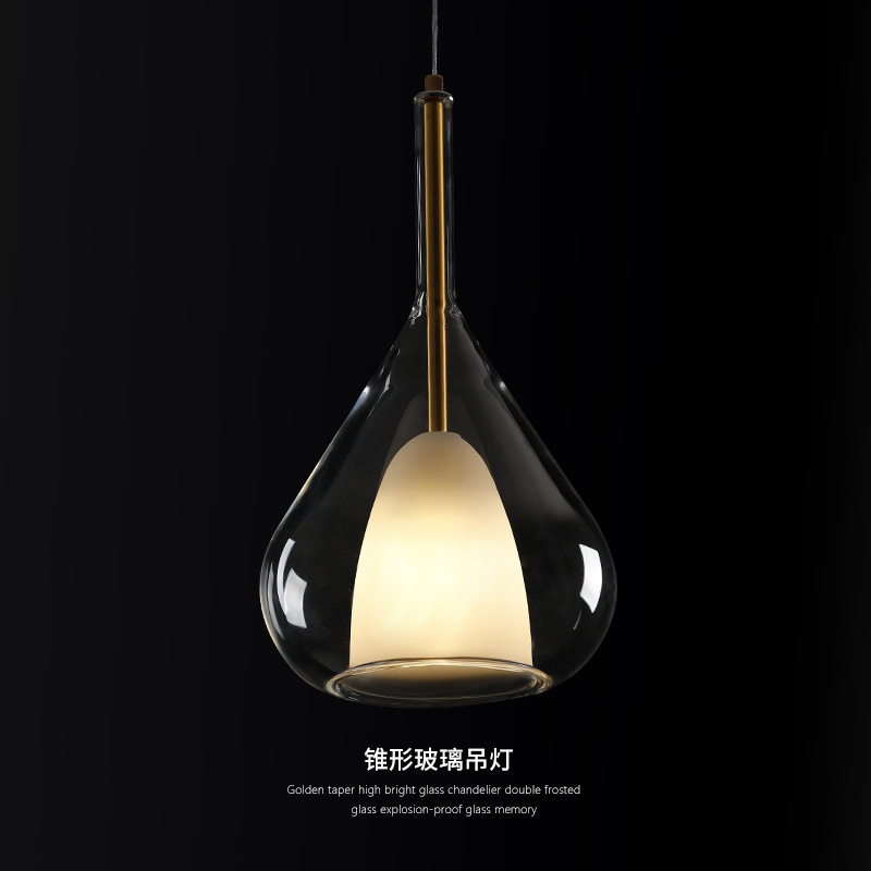 北欧轻奢餐厅吊灯现代简约吧台前台三头小吊灯led玻璃走廊玄关灯图片