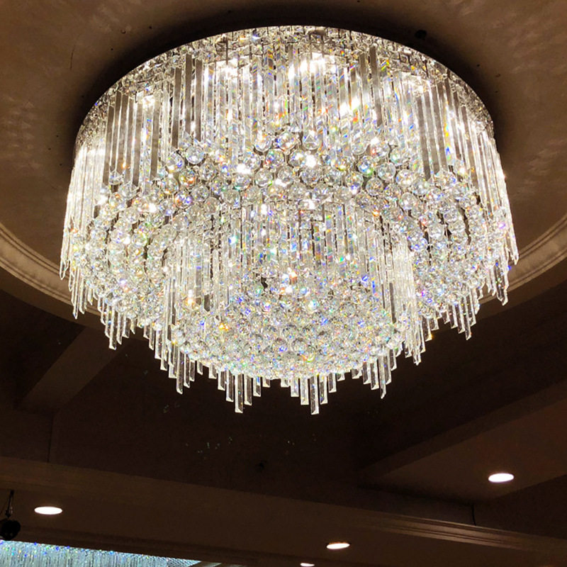 高端客厅水晶吸顶灯餐厅过道卧室圆形吸顶灯别墅样板房豪华水晶灯