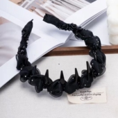 诗泊雅 时尚 气质轻奢精致高级感百搭发箍黑色高颅顶头箍女