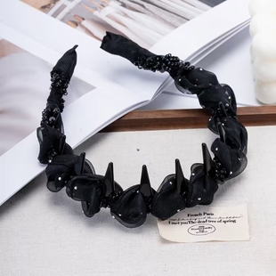 诗泊雅 气质轻奢精致高级感百搭发箍黑色高颅顶头箍女 时尚