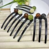 时尚 诗泊雅 新款 简约三齿珠珠发簪