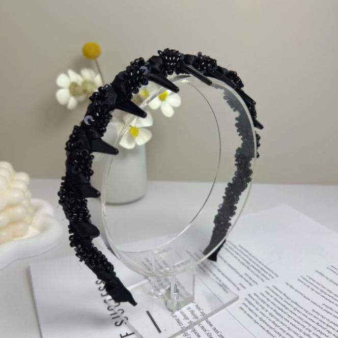 诗泊雅 气质手工绕珠高颅顶发箍洋气小香风头箍