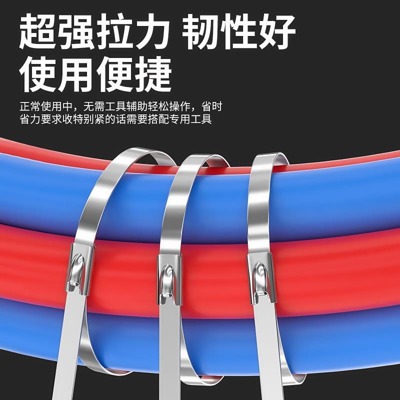 304不锈钢扎带自锁卡扣式可拆卸捆绑带户外高强度抗老化大号