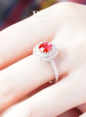 【珠宝人DD】现货18k白镶嵌缅甸鸽血红宝石两戴款戒指吊坠CGRL