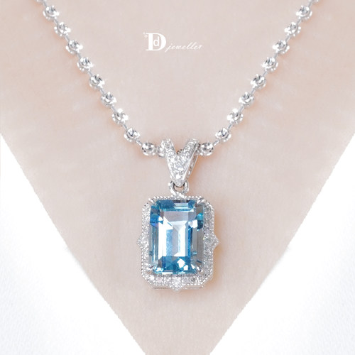 18k白海蓝宝圣玛利亚蓝挂坠