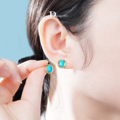珠宝人DD 现货18k金镶嵌绿松石美松包边耳饰高瓷质感高蓝