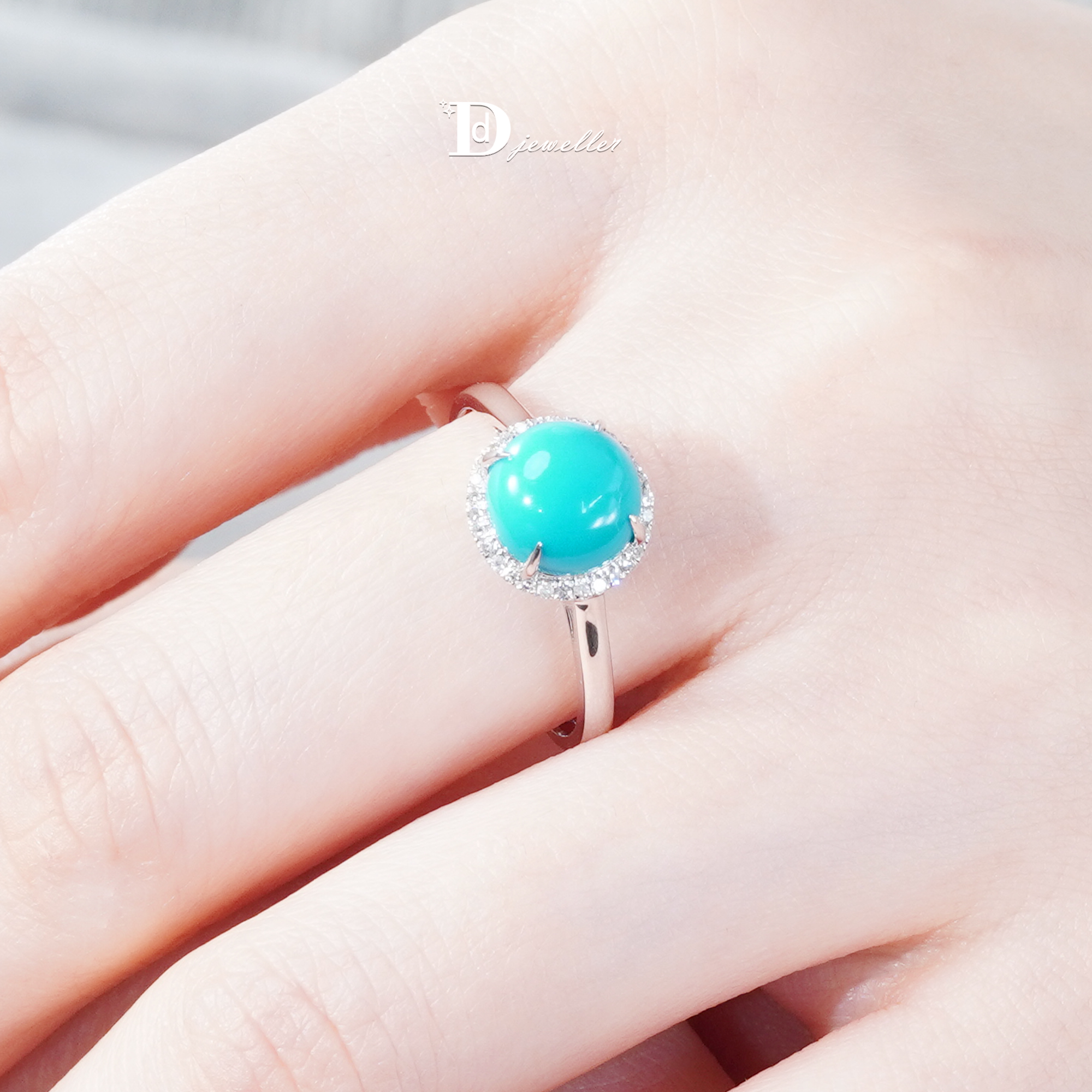 18k白美松吊坠戒指高瓷高蓝