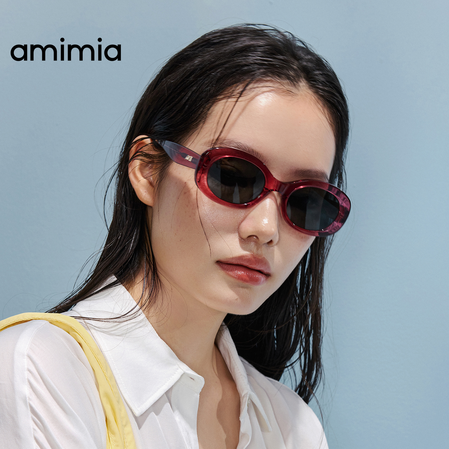amimia·LYCHEE潮流复古板材椭圆墨镜女防紫外线太阳眼镜26SS