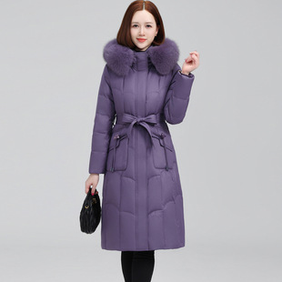 中年媽媽長(zhǎng)款 中老年人加厚鴨絨保暖 冬裝 羽絨服女過膝2025新款