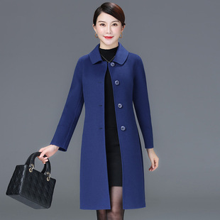 修身 羊毛呢外套女裝 2025長款 秋冬氣質(zhì)時(shí)尚 雙面呢子大衣娃娃領(lǐng)
