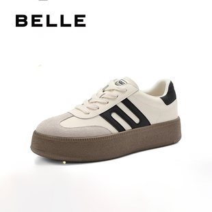 厚底透气休闲板鞋 百丽正品 新款 女2025秋季 A4L1DAM5 复古百搭德训鞋