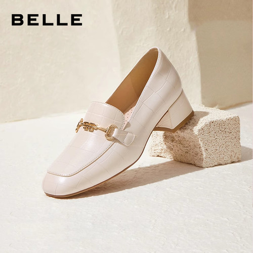 百丽羊皮通勤乐福鞋女秋季