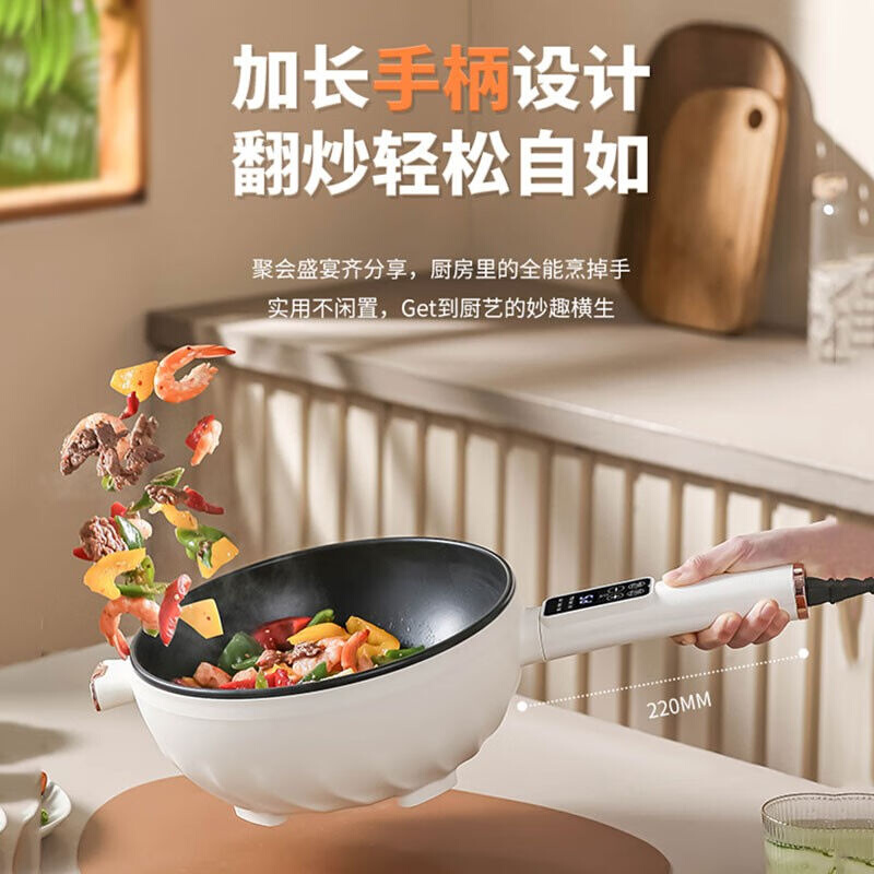 OULIQI电炒菜炒锅多功能家用蒸煮煎炒一体式电炒锅宿舍小型电煮锅
