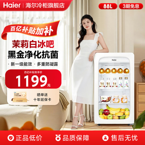 海尔白月光冰吧88升饮料水果保鲜
