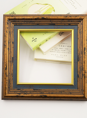 乙霏家居美式法式欧式中古蓝色咖啡色油画拼图字画框实木相框画框