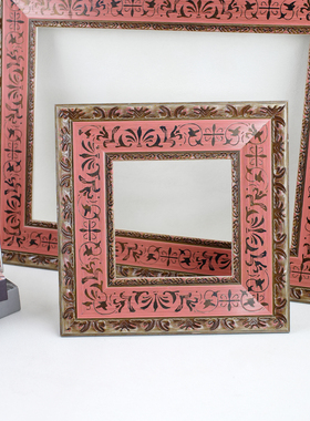 乙霏家居美式法式中古复古粉色68mm欧式古董油画实木装饰空框画框