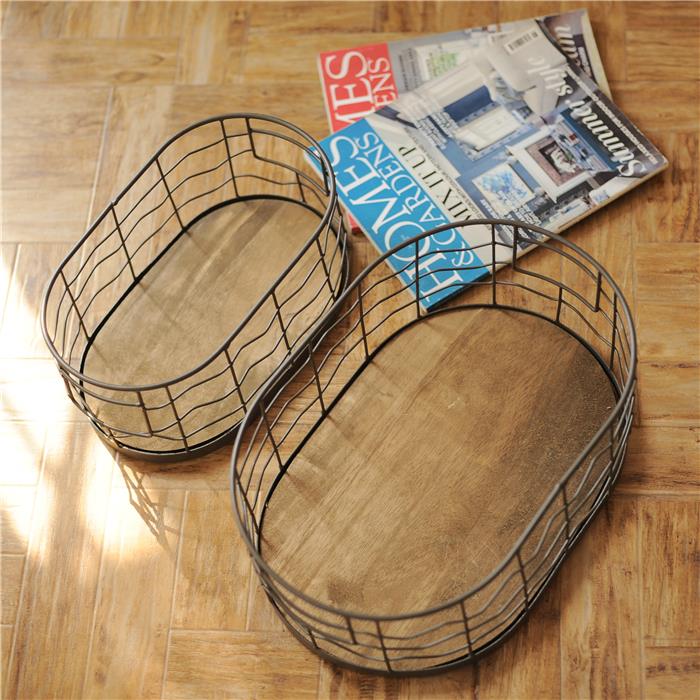 铁艺收纳篮桌面水果零食置物框厨房杂物书本书籍书架整理筐储之满