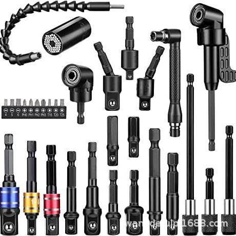 软轴软管小拐批头拐角器7-19mm套筒风批8pc接杆延长杆转接杆套装