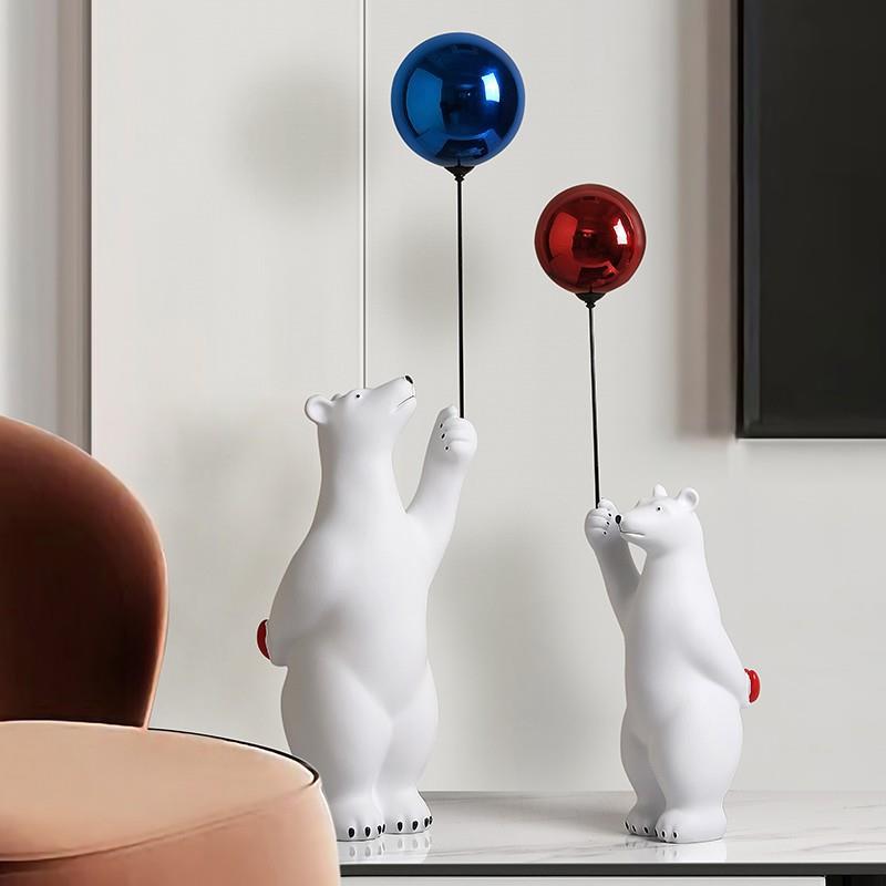 北欧创意气球熊大型落地摆件客厅玄关酒柜沙发旁玄关家居软装饰品