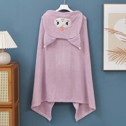 成人浴巾 珊瑚绒加大速干连帽斗篷浴袍沙滩卡通带帽儿童披风