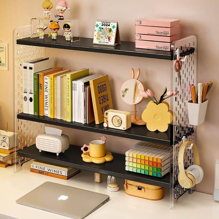 桌上多层整理架书架办公桌收纳神器亚克力置物架桌面洞洞板分层架
