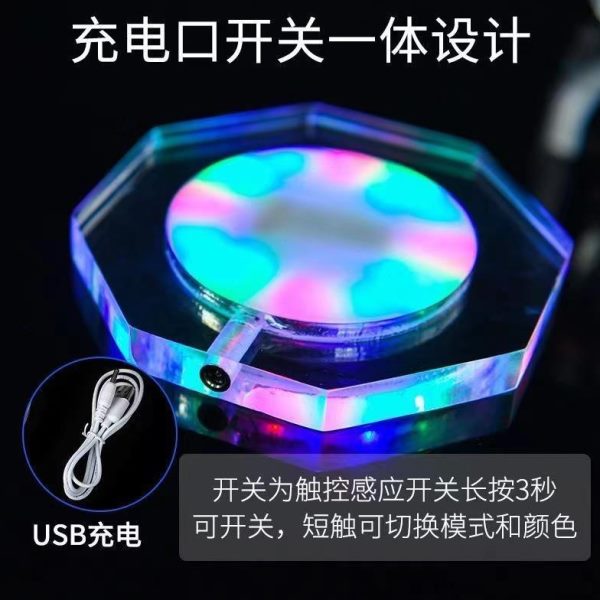 灯杯垫灯亚克力感酒发光底座LED奶茶高级鸡尾酒酒杯调底座发光灯