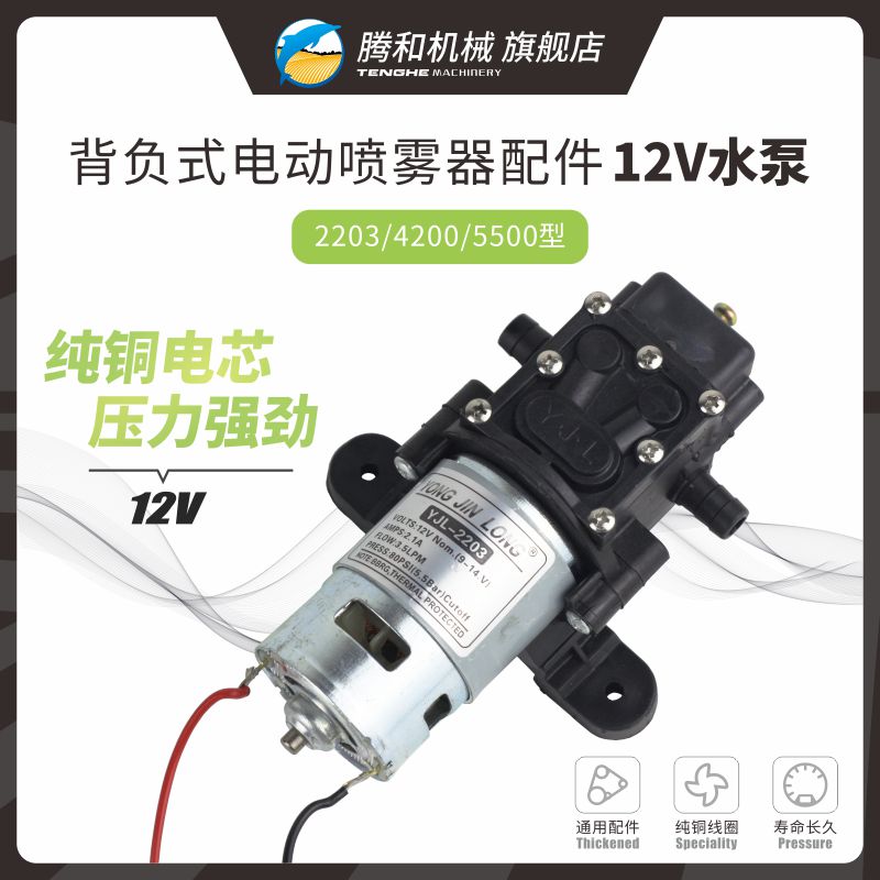 12V电动喷雾器水泵纯铜电机r自吸式隔膜泵2203/4200/5500型YJL配
