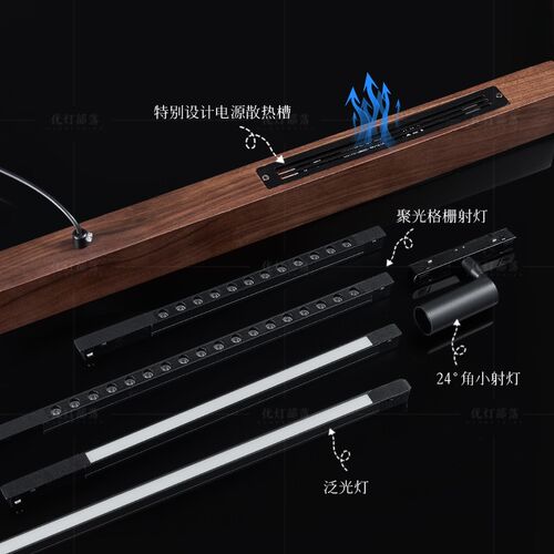 热销黑胡b桃实木新款茶室吊灯中式禅意创意个性吧台办公室长条灯