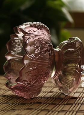 热销七彩莲花琉璃八吉祥供碗八宝碗蜡烛台酥油R灯底座家用供具佛