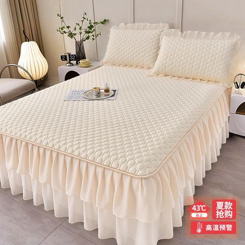 2024新款f夏季家用加厚乳胶凉席三件套夏天可机洗床裙款冰丝软席