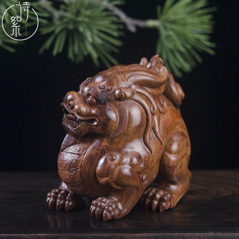 海南黄花梨貔貅摆件老油梨工艺美术大师雕刻作品男士文玩把件收藏