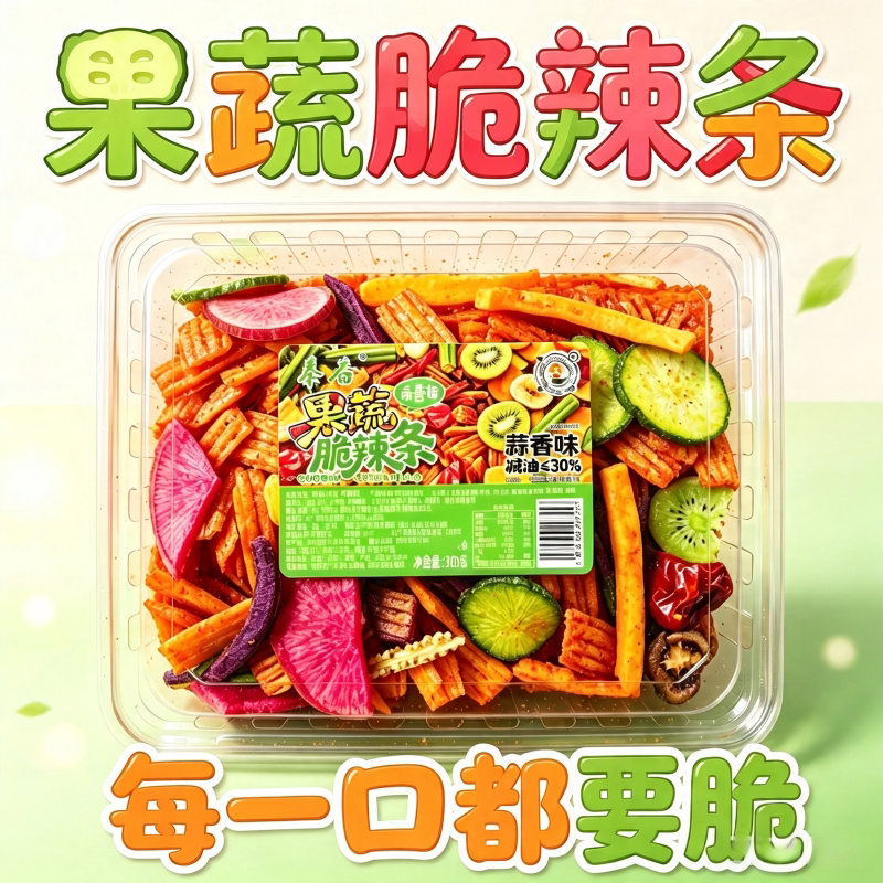 【果蔬脆脆辣片】新鲜零食非油炸减油脆辣条低油烘烤麻辣爆款零食