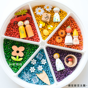 儿童感官盆材料包幼儿园早教感官豆玩具蒙氏彩豆彩米开发性材料