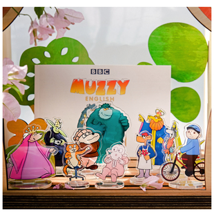 Big muzzy大马泽卡通人物道具亚克力立牌教具英语卡片玛泽的故事