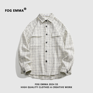 小香风痞帅千鸟格外套情侣装 FOG 夹克男春季 式 EMMA潮牌高级感衬衫