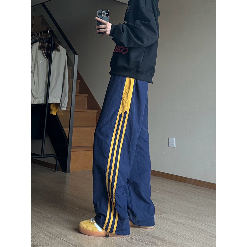 藏青色三条杠卫裤男cleanfit