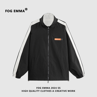 春秋拼色设计感宽松夹克立领外套 潮牌户外棒球服男款 FOG EMMA美式