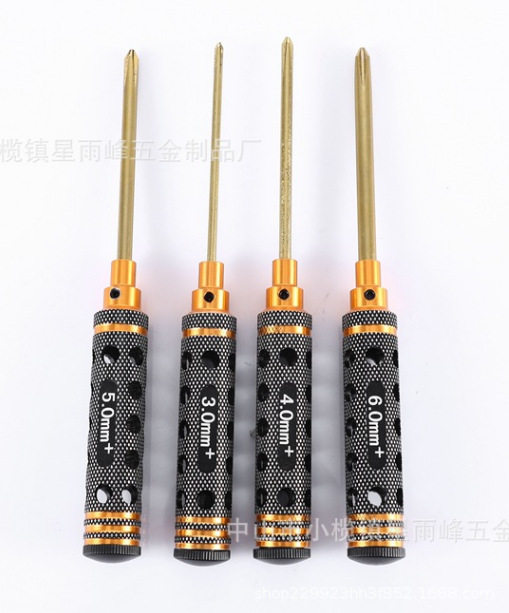 厂家直供航模工具镂空镀钛十字批3-4-5-6mm家用螺丝批螺丝刀