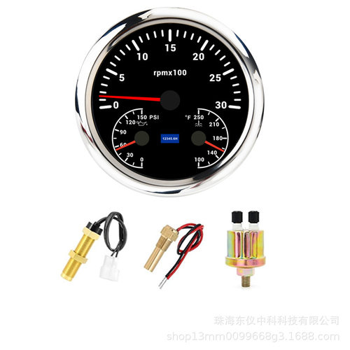 110mm指针转速表车船改装通用油压表PSI水温表'F三合一组合表