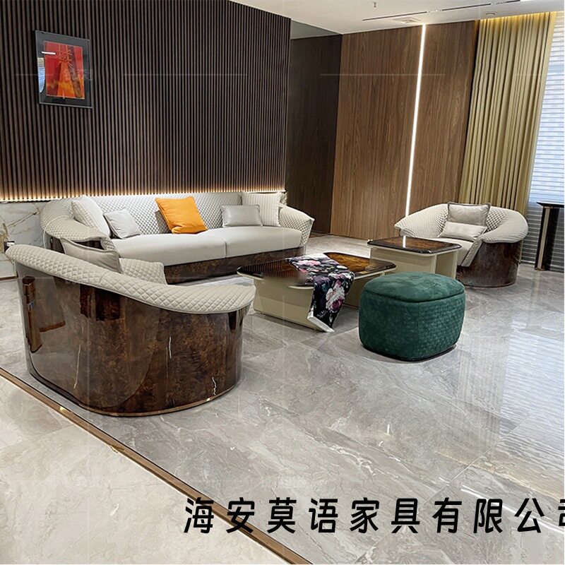 威登家具意式轻奢头层牛皮沙发