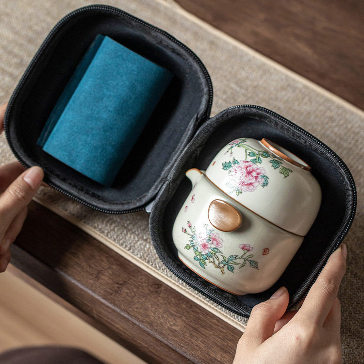 快客杯旅行茶具套装茶壶旅游一壶一杯陶瓷户外便携式女士一人专用