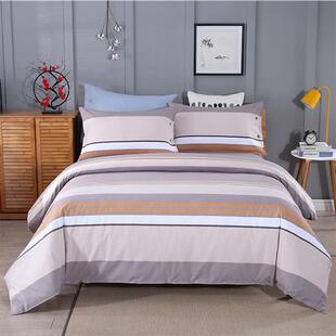 纯棉老粗布四件套非遗土布全棉加厚床单2.2m被套条纹简约民宿