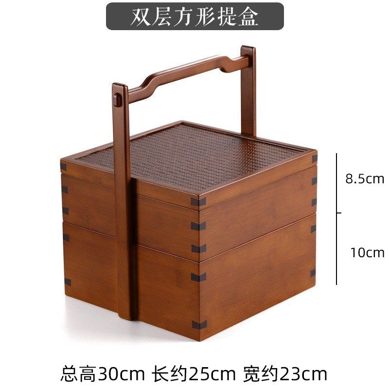 竹制食盒双层中式仿古提盒野餐便携手提收纳盒中秋端午年货礼盒子,包装,五金配件包装,淘宝优惠券,粉丝福利购,淘宝优惠卷