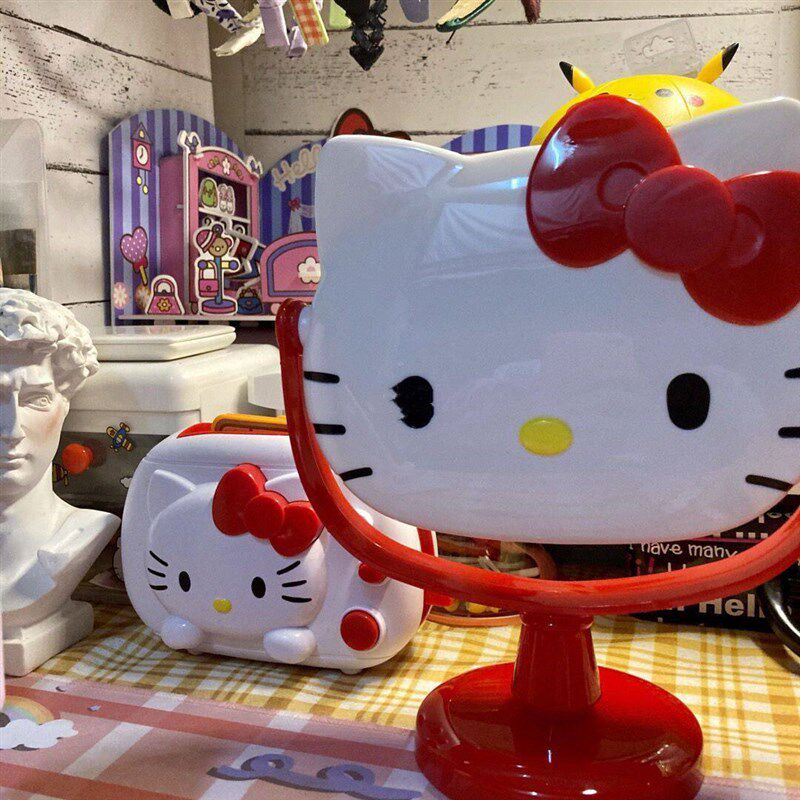 HelloKitty立体镜子女生可爱台式梳妆镜便携式学生宿舍卧室桌面镜