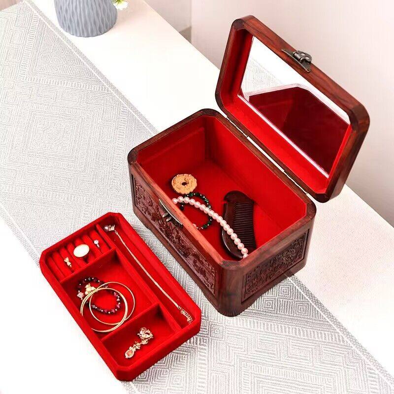 血檀木高档手提收纳盒雕花鸳鸯结婚陪嫁带锁红木榫卯盒子珠宝箱,包装,五金配件包装,淘宝优惠券,粉丝福利购,淘宝优惠卷