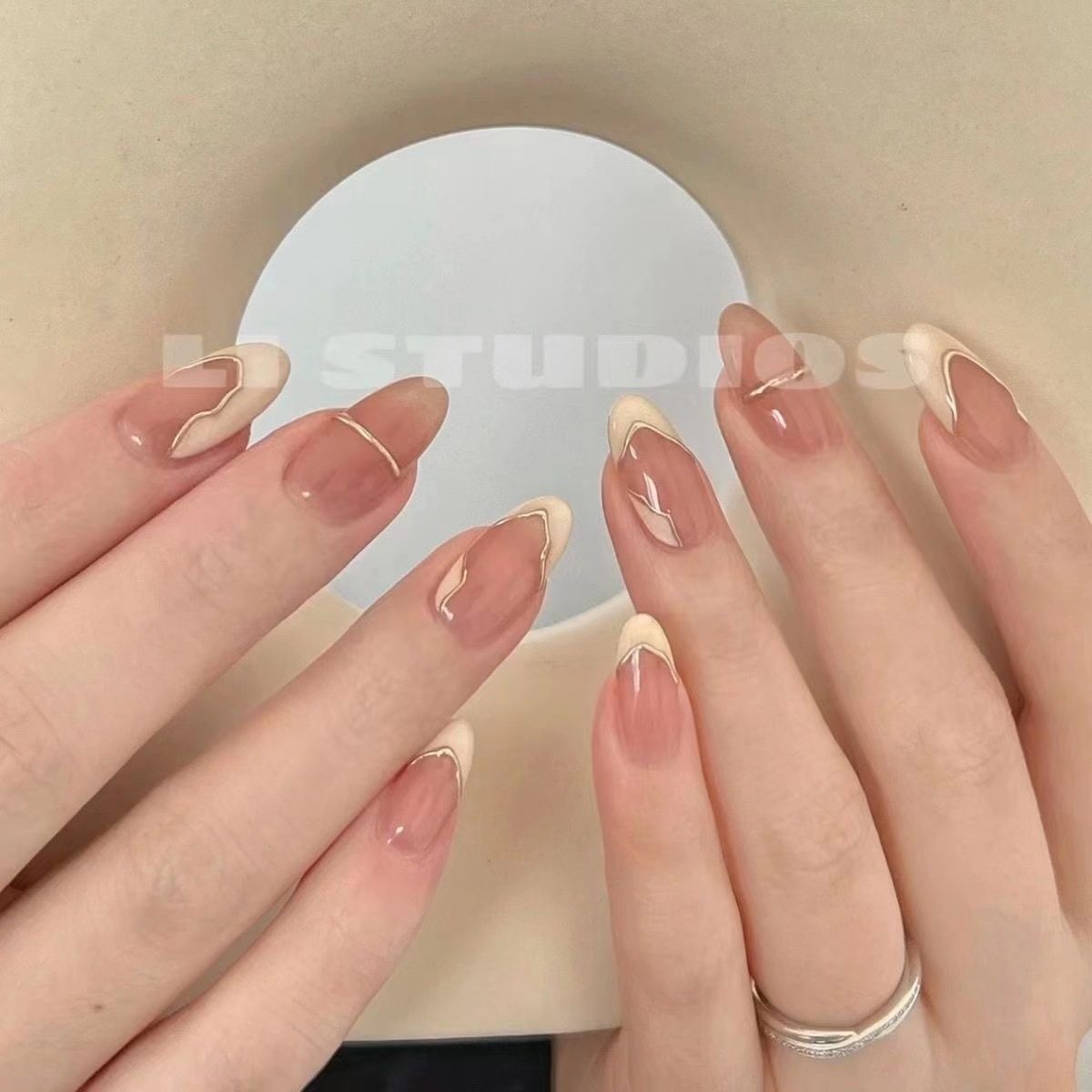 07-100%纯手工穿戴甲不规则乳白色气质爆款简约高级感ins风美甲