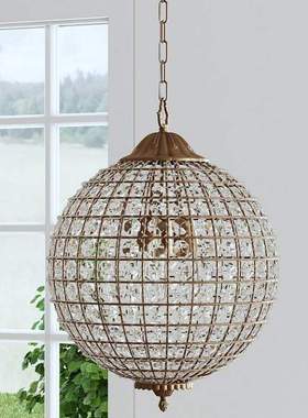 美式吊灯球形客厅灯水晶乡村北欧灯卧室玄关灯铁艺VC灯具轻奢